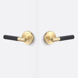 Sure-Loc AP102-RD SB GRIP-SKN FBL satin brass / flat black privacy door lever