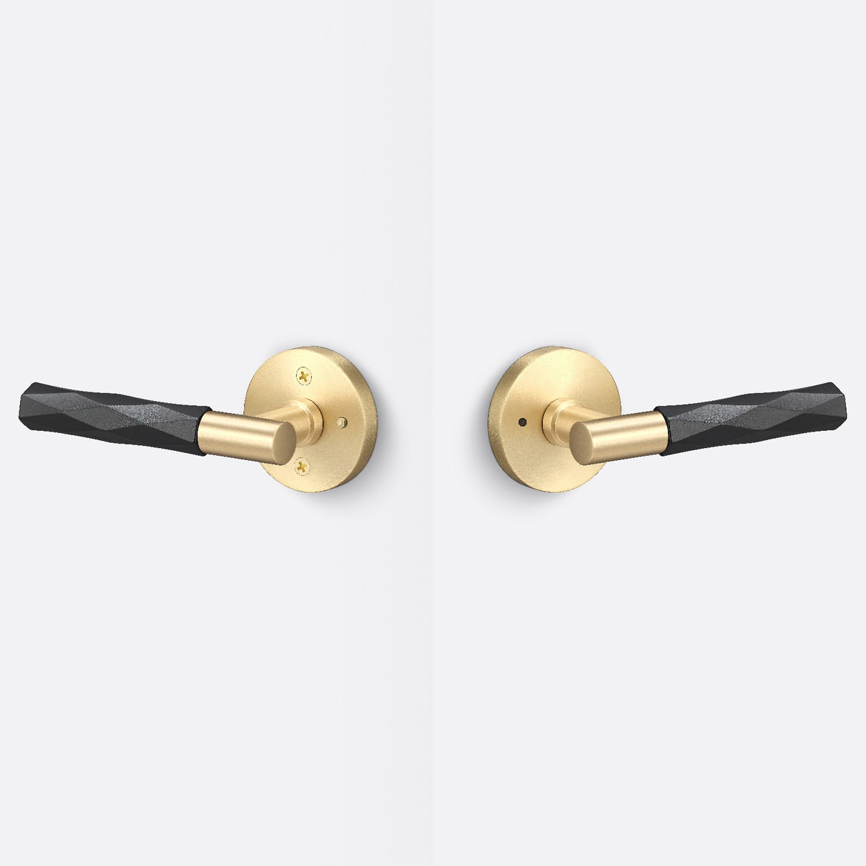 Sure-Loc AP102-RD SB GRIP-VT FBL satin brass / flat black privacy door lever