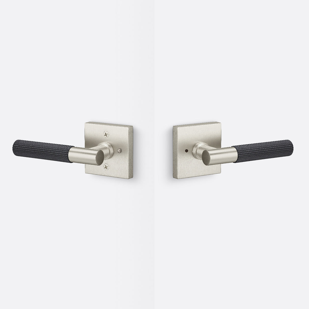 Sure-Loc AP102-SQ 15 GRIP-SKN FBL satin nickel / flat black privacy door lever