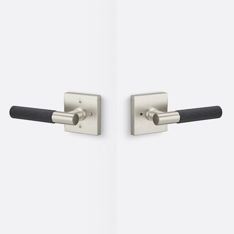 Sure-Loc AP102-SQ 15 GRIP-SKN FBL satin nickel / flat black privacy door lever
