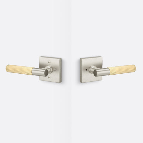 Sure-Loc AP102-SQ 15 GRIP-SKN SB satin nickel / satin brass privacy door lever
