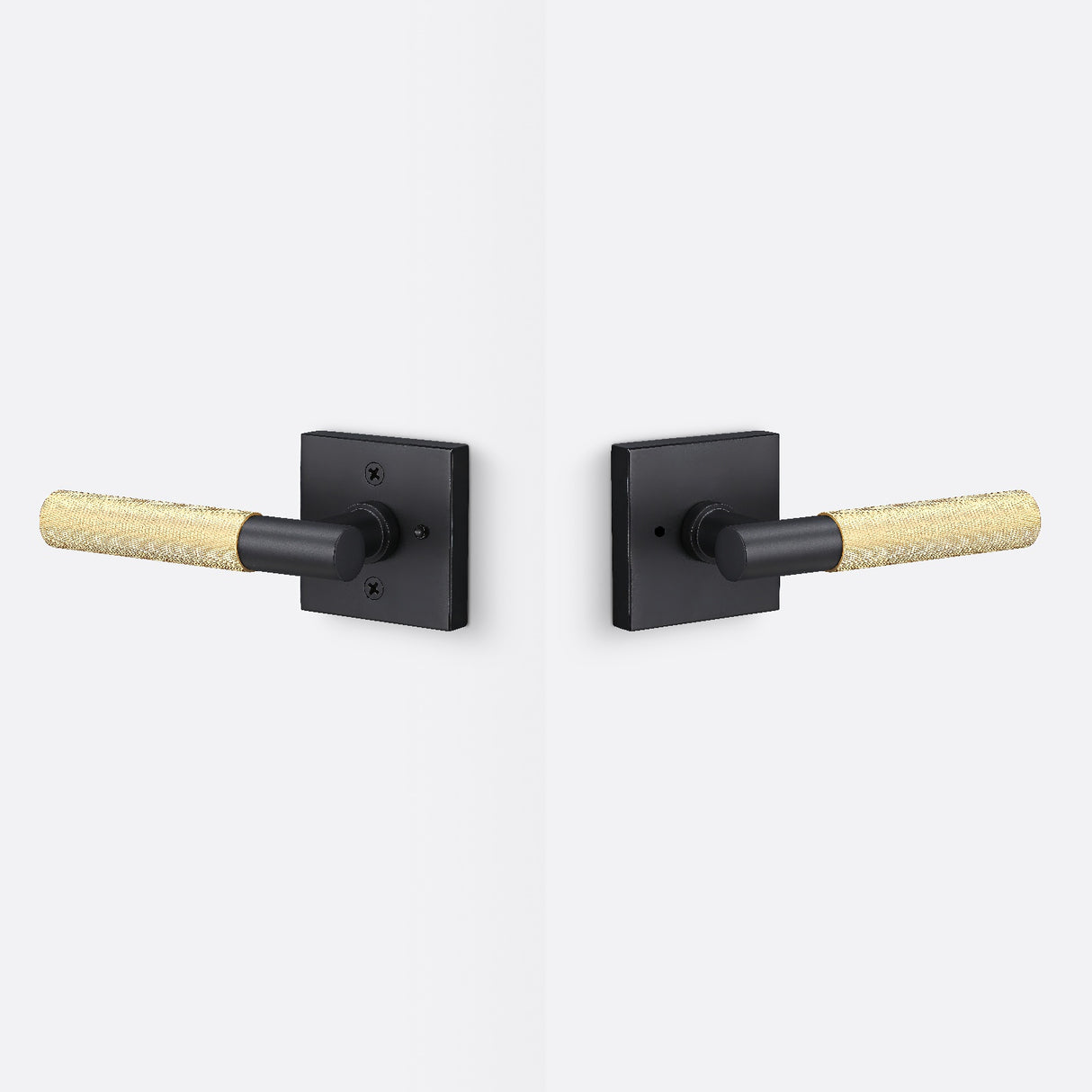 Sure-Loc AP102-SQ FBL GRIP-KN SB flat black / satin brass privacy door lever