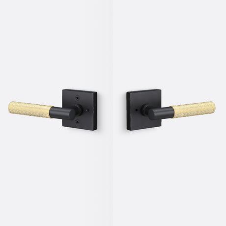Sure-Loc AP102-SQ FBL GRIP-KN SB flat black / satin brass privacy door lever