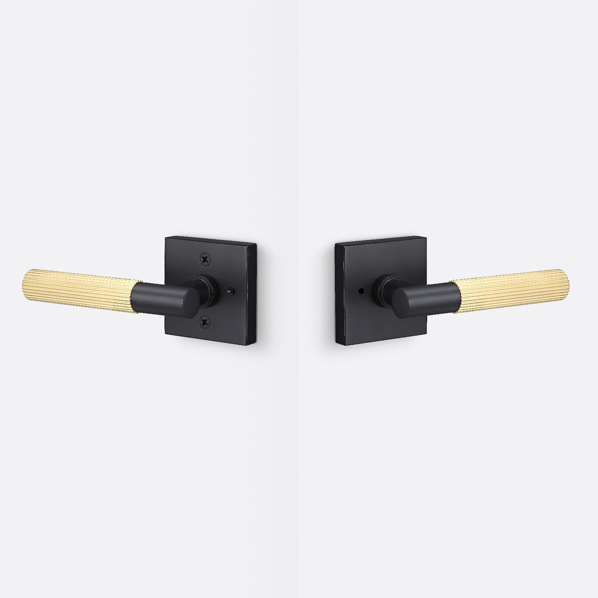 Sure-Loc AP102-SQ FBL GRIP-SKN SB flat black / satin brass privacy door lever