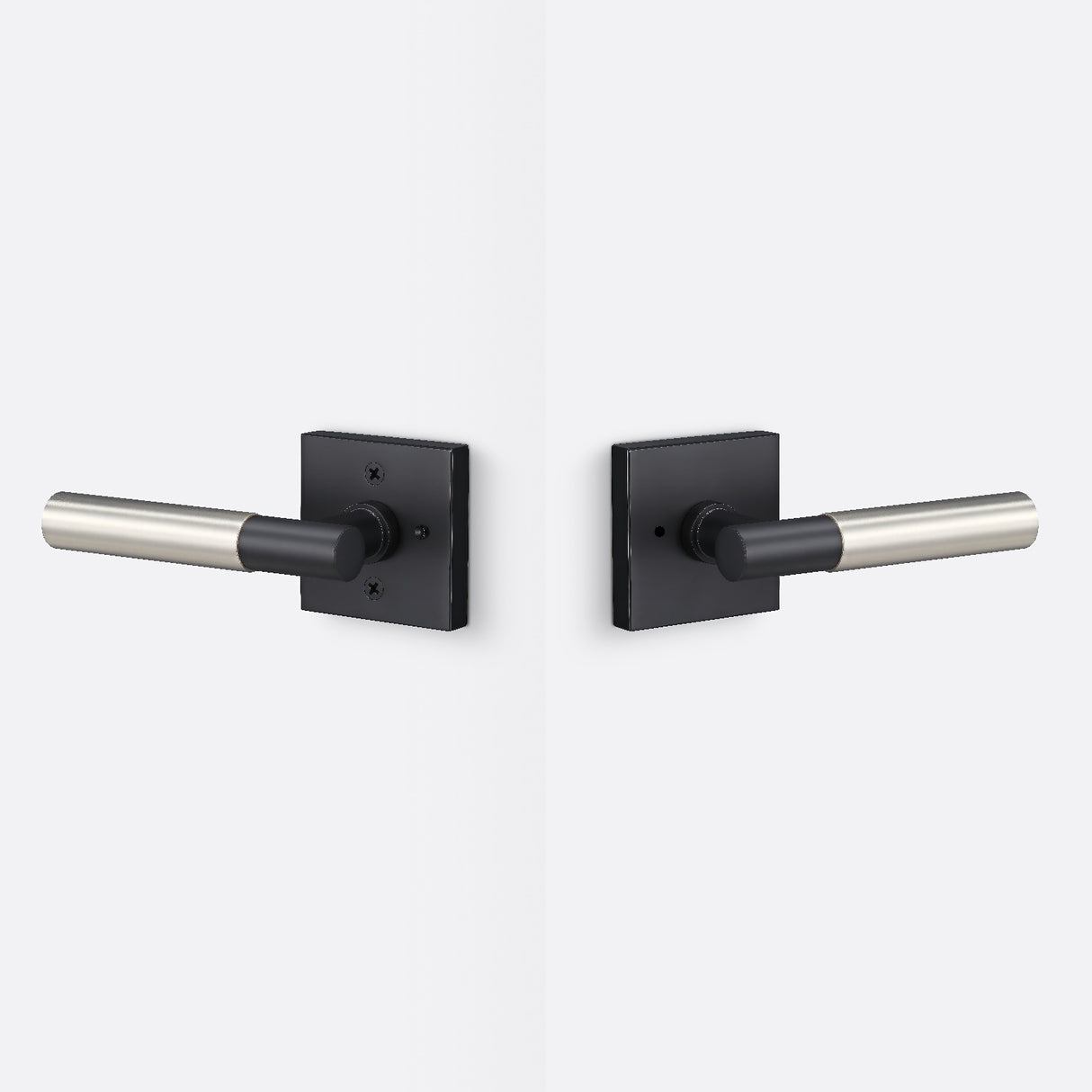 Sure-Loc AP102-SQ FBL GRIP-SM 15 flat black / satin nickel privacy door lever