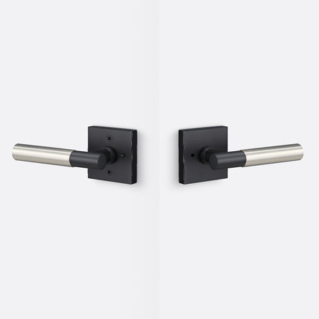 Sure-Loc AP102-SQ FBL GRIP-SM 15 flat black / satin nickel privacy door lever