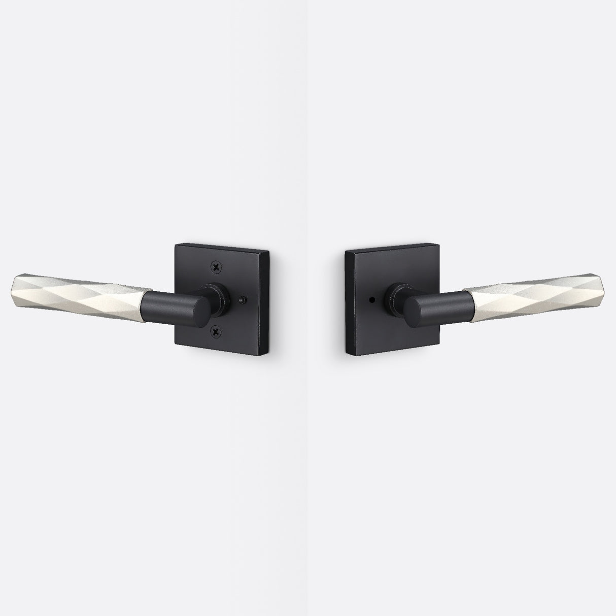 Sure-Loc AP102-SQ FBL GRIP-VT 15 flat black / satin nickel privacy door lever
