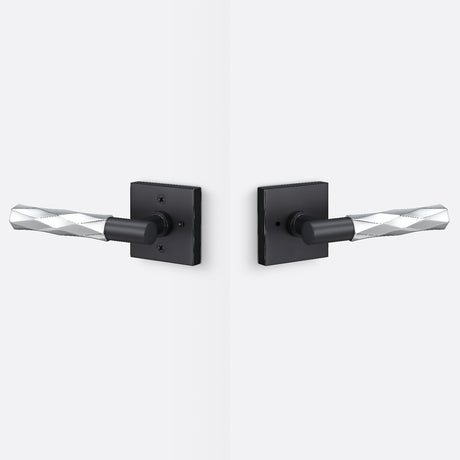 Sure-Loc AP102-SQ FBL GRIP-VT 26 flat black / polished chrome privacy door lever