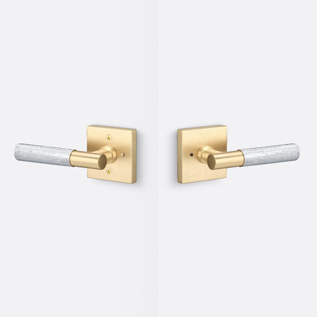 Sure-Loc AP102-SQ SB GRIP-KN 26 satin brass / polished chrome privacy door lever