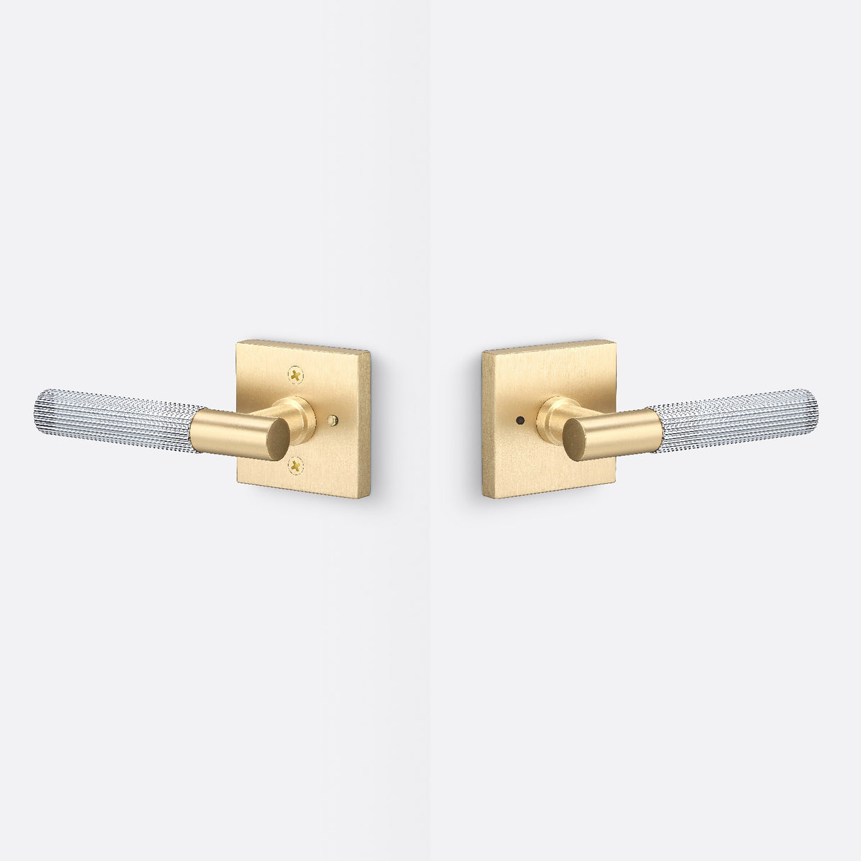 Sure-Loc AP102-SQ SB GRIP-SKN 26 satin brass / polished chrome privacy door lever