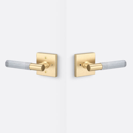 Sure-Loc AP102-SQ SB GRIP-SKN 26 satin brass / polished chrome privacy door lever