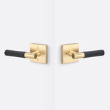 Sure-Loc AP102-SQ SB GRIP-SKN FBL satin brass / flat black privacy door lever