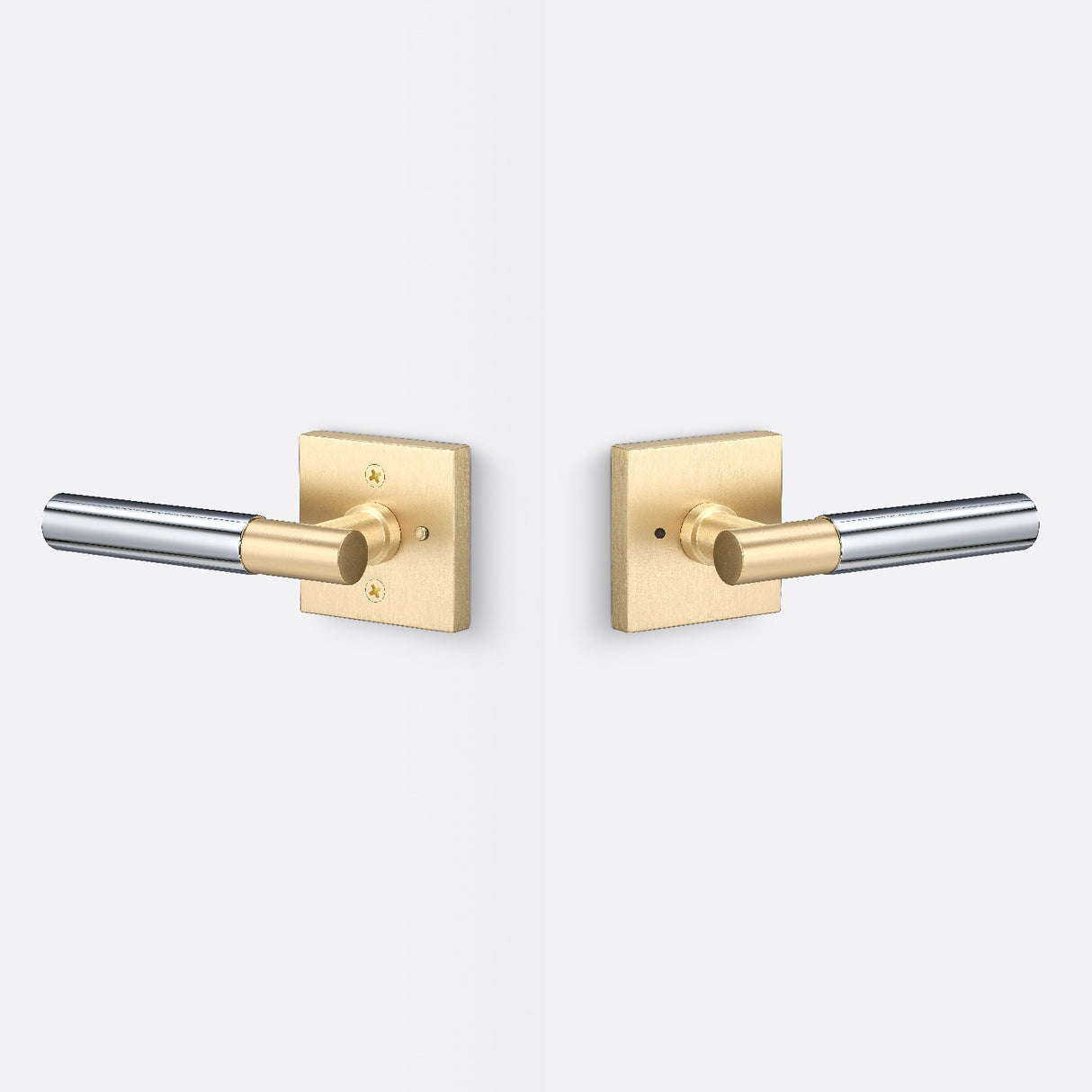 Sure-Loc AP102-SQ SB GRIP-SM 26 satin brass / polished chrome privacy door lever