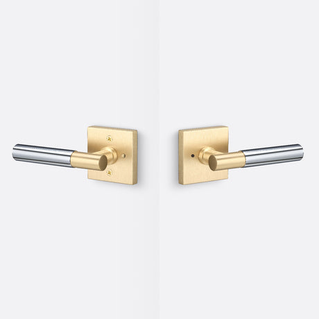 Sure-Loc AP102-SQ SB GRIP-SM 26 satin brass / polished chrome privacy door lever