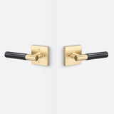 Sure-Loc AP102-SQ SB GRIP-SM FBL satin brass / flat black privacy door lever