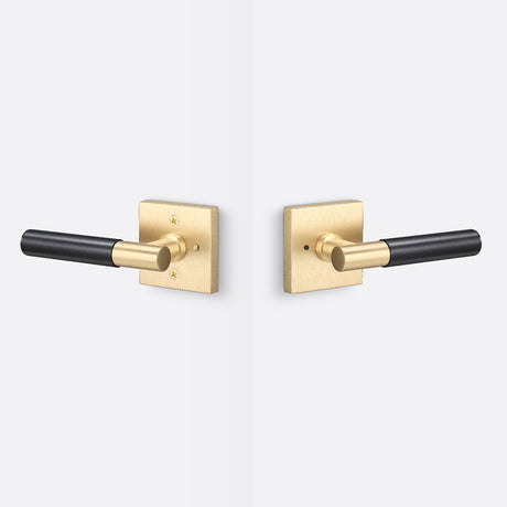 Sure-Loc AP102-SQ SB GRIP-SM FBL satin brass / flat black privacy door lever