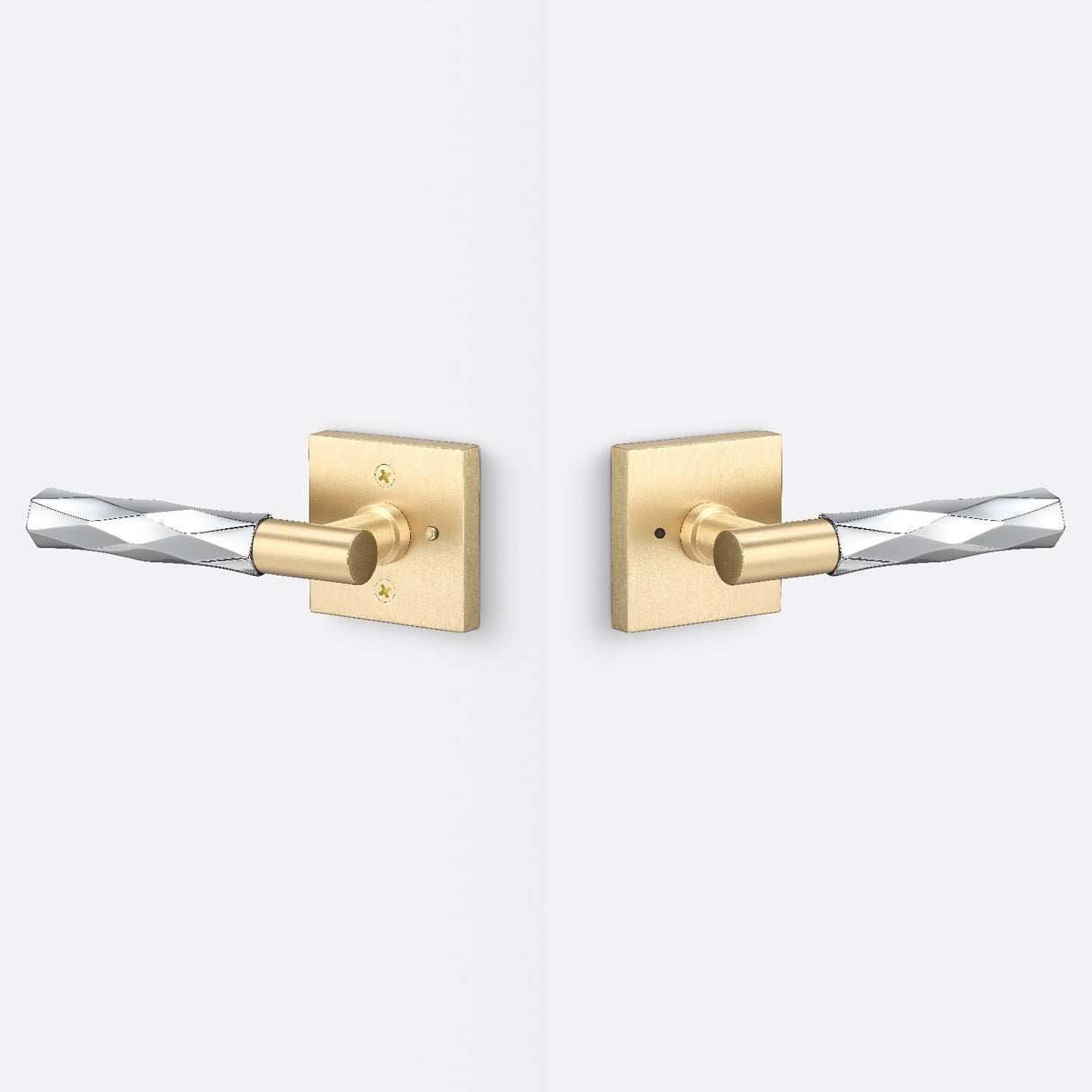 Sure-Loc AP102-SQ SB GRIP-VT 26 satin brass / polished chrome privacy door lever