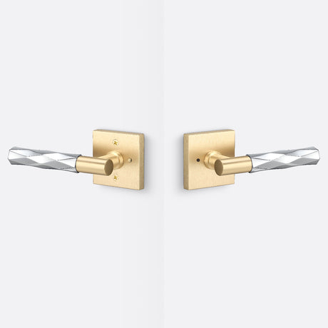Sure-Loc AP102-SQ SB GRIP-VT 26 satin brass / polished chrome privacy door lever