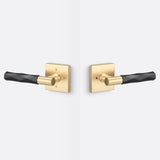 Sure-Loc AP102-SQ SB GRIP-VT FBL satin brass / flat black privacy door lever