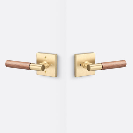 Sure-Loc AP102-SQ SB GRIP-WN satin brass / walnut privacy door lever