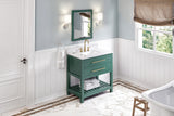 Jeffrey Alexander Wavecrest 36" Green Single Sink Bathroom Vanity with White Carrara Marble Top - 8 in. Widespread Faucet Top product image 7