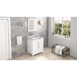 Jeffrey Alexander Cade 30" White Single Sink Bathroom Vanity with Calacatta Vienna Quartz Top - 8 in. Widespread Faucet Top