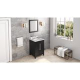 Jeffrey Alexander Cade 24" Black Single Sink Bathroom Vanity with Calacatta Vienna Quartz Top - 8 in. Widespread Faucet Top