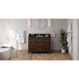 Jeffrey Alexander Katara 48" Dark Walnut Single Sink Bathroom Vanity with Black Granite Top - 8 in. Widespread Faucet Top