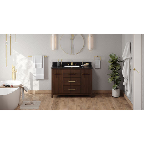 Jeffrey Alexander Katara 48" Dark Walnut Single Sink Bathroom Vanity with Black Granite Top - 8 in. Widespread Faucet Top
