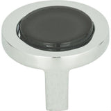Atlas Homewares 229-BLK-CH Spa Black Round Knob 1 1/4 Inch Polished Chrome