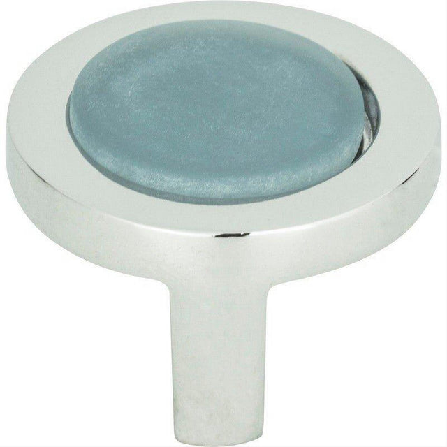 Atlas Homewares 229-BLU-CH Spa Blue Round Knob 1 1/4 Inch Polished Chrome