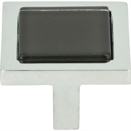 Atlas Homewares 230-BLK-CH Spa Black Square Knob 1 3/8 Inch Polished Chrome