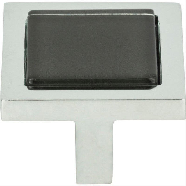 Atlas Homewares 230-BLK-CH Spa Black Square Knob 1 3/8 Inch Polished Chrome