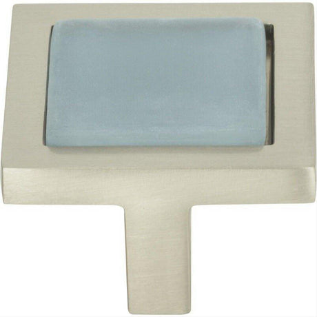 Atlas Homewares 230-BLU-BRN Spa Blue Square Knob 1 3/8 Inch Brushed Nickel
