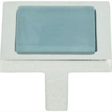 Atlas Homewares 230-BLU-CH Spa Blue Square Knob 1 3/8 Inch Polished Chrome