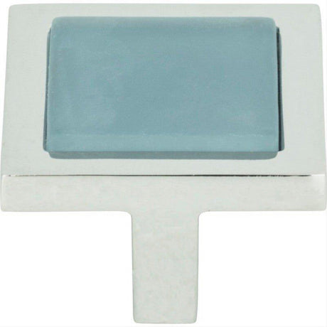 Atlas Homewares 230-BLU-CH Spa Blue Square Knob 1 3/8 Inch Polished Chrome