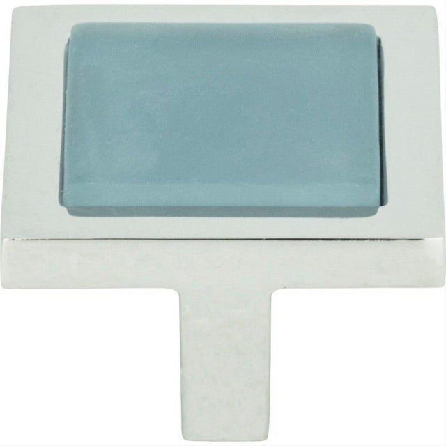 Atlas Homewares 230-BLU-CH Spa Blue Square Knob 1 3/8 Inch Polished Chrome
