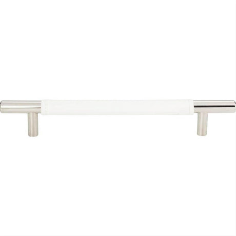 Atlas Homewares 281-WT-CH Zanzibar White Leather Pull 6-5/16" Center to Center Polished Chrome