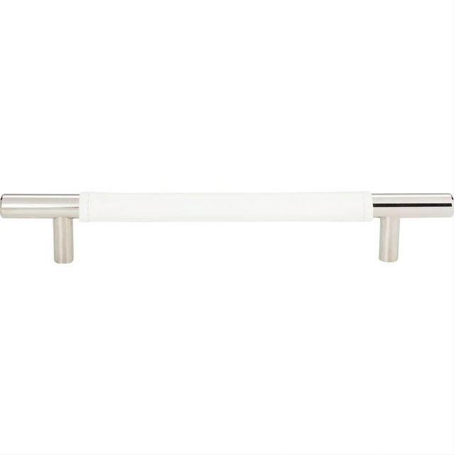 Atlas Homewares 281-WT-CH Zanzibar White Leather Pull 6-5/16" Center to Center Polished Chrome