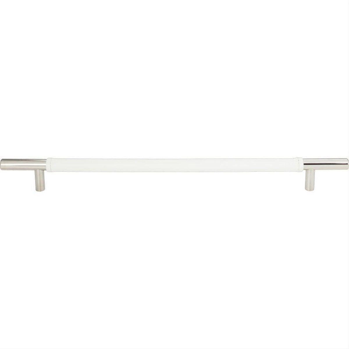 Atlas Homewares 282-WT-CH Zanzibar White Leather Pull 11-5/16" Center to Center Polished Chrome