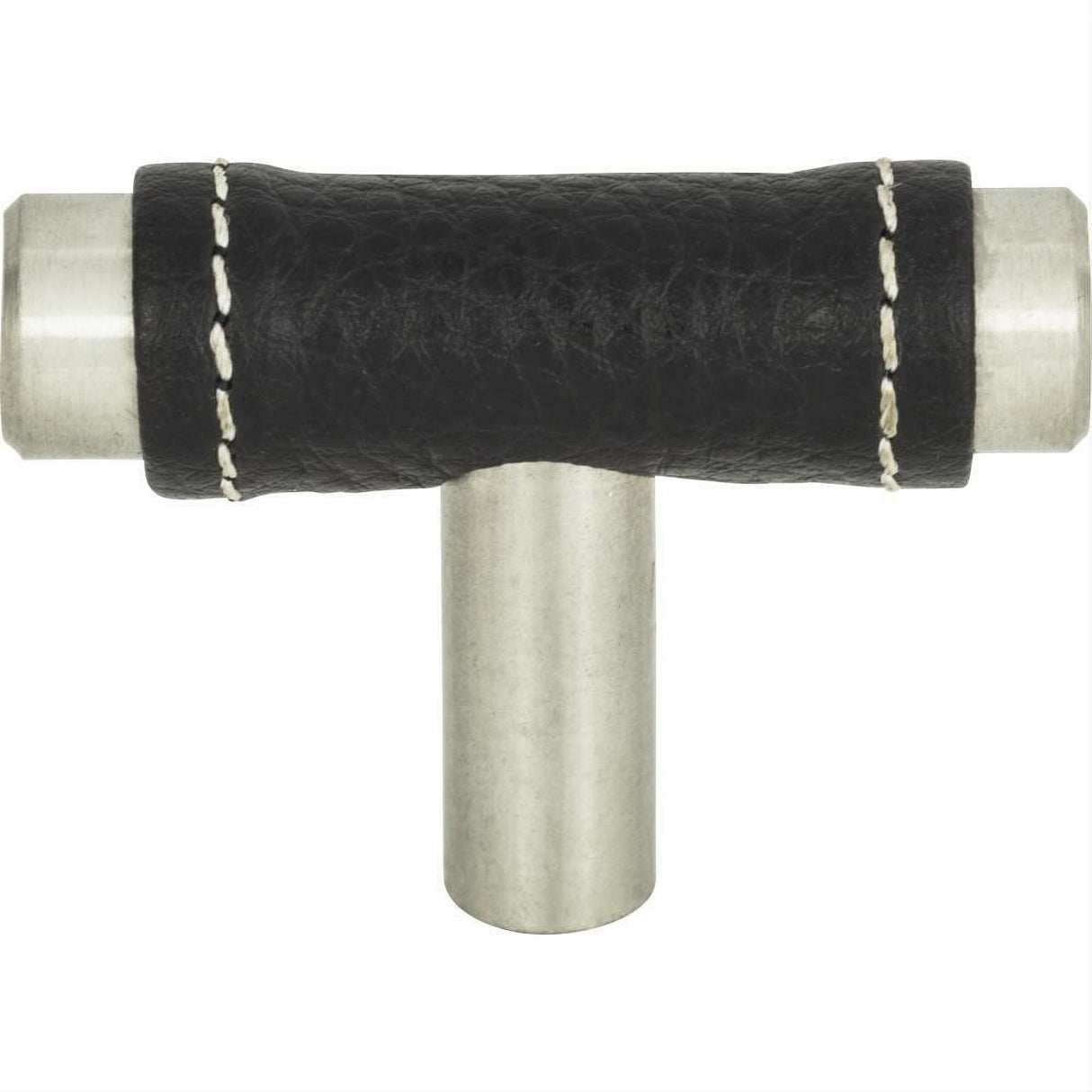 Atlas Homewares 288-BL-SS Zanzibar Leather Knob 1-7/8" Black / Stainless Steel