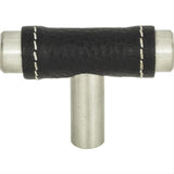 Atlas Homewares 288-BL-SS Zanzibar Leather Knob 1-7/8" Black / Stainless Steel