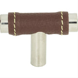 Atlas Homewares 288-OW-CH Zanzibar Leather Knob 1-7/8" Brown / Polished Chrome