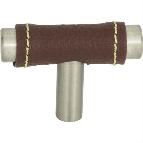 Atlas Homewares 288-OW-SS Zanzibar Leather Knob 1-7/8" Brown / Stainless Steel