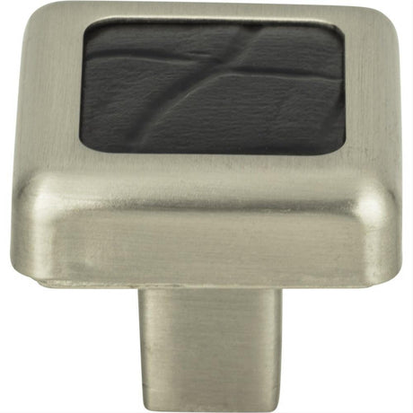 Atlas Homewares 3149-BN-CRC Paradigm Square Knob 1-1/4" BN & Black Croc Leather