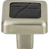 Atlas Homewares 3149-BN-CRC Paradigm Square Knob 1-1/4" Brushed Nickel / Black Leather