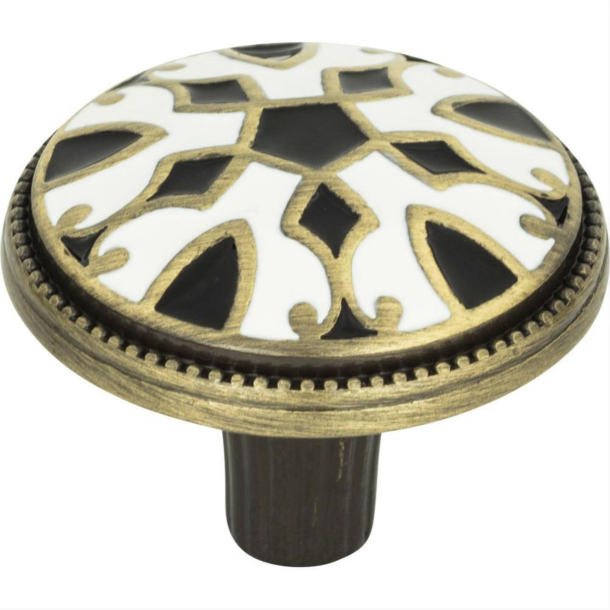 Atlas Homewares 3186-B-W Canterbury Knob 1-1/2" Black & White