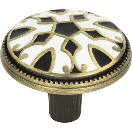 Atlas Homewares 3186-B-W Canterbury Knob 1-1/2" Black & White