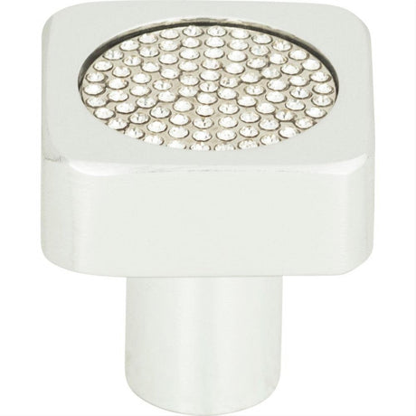 Atlas Homewares 3193-MC Crystal Square Inset Knob 1" Matte Chrome