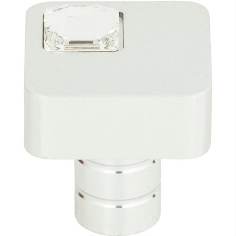 Atlas Homewares 3194-MC Crystal Off Center Square Knob 1" Matte Chrome